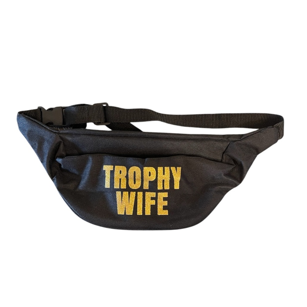 Black Fanny Pack with Gold 'Trophy Wife' Text